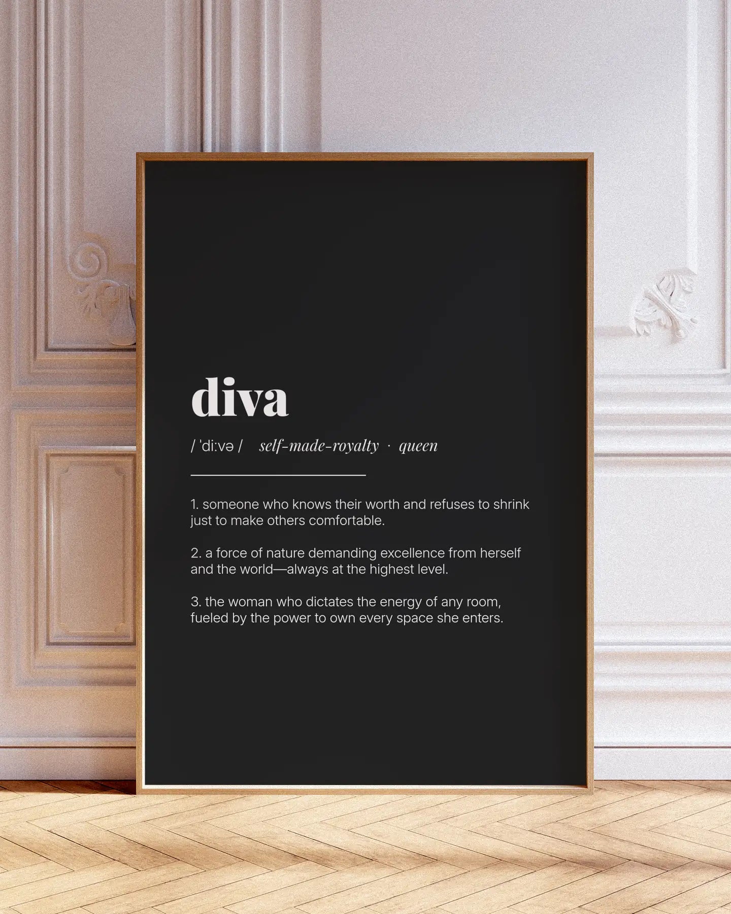 Definition Poster of Diva on Midnight Ink background