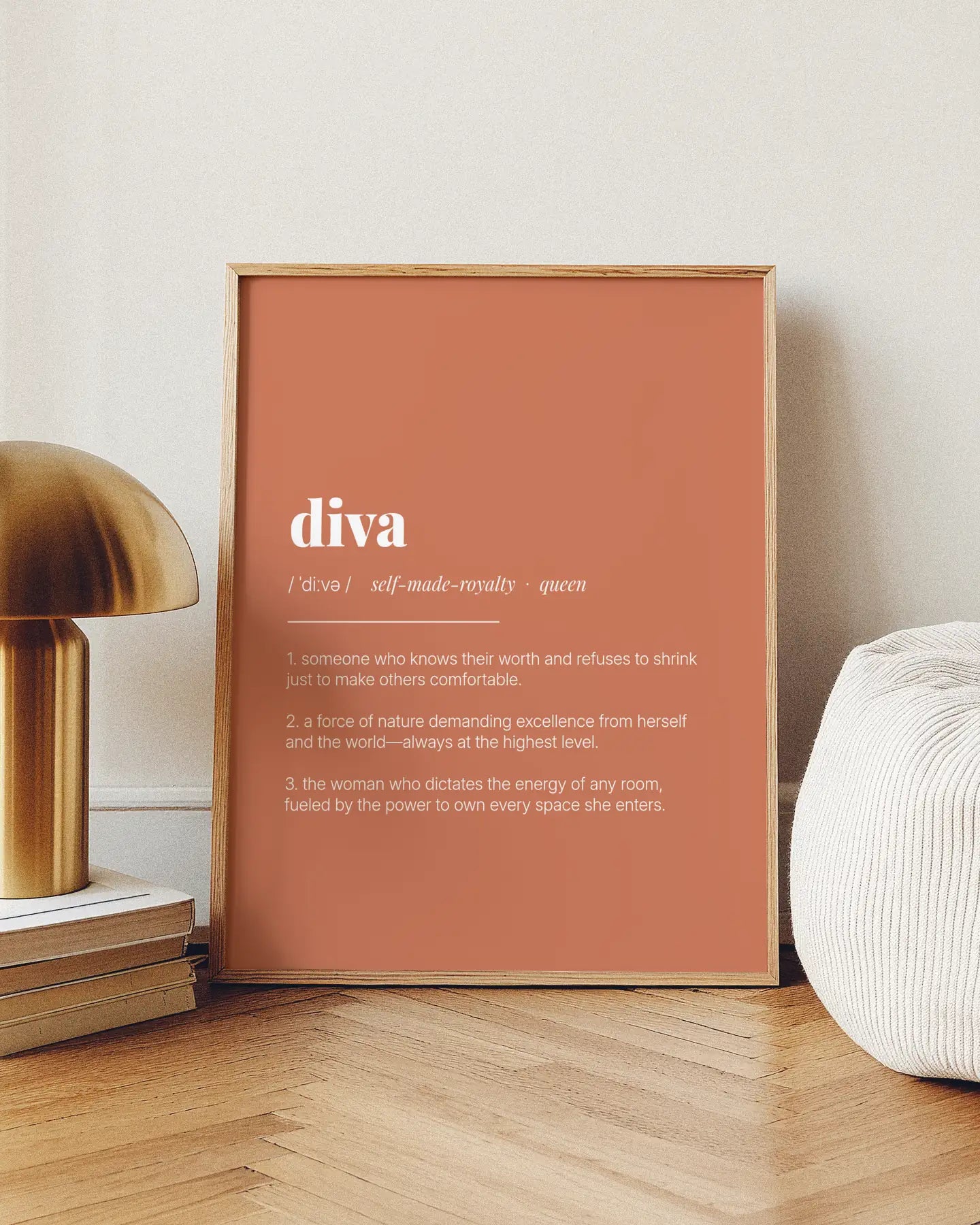 Definition Poster of Diva on Terracotta background