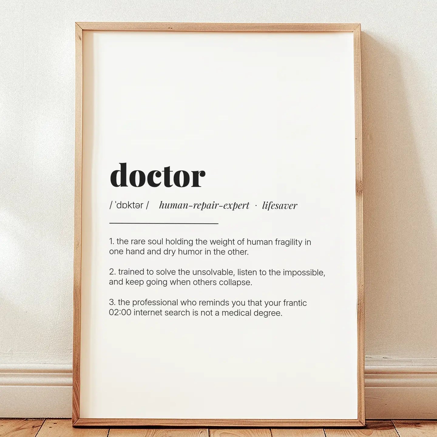 Definition Poster of Doctor on Gallery White background