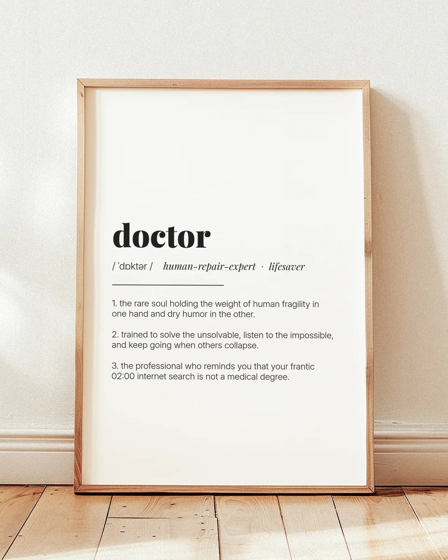 Definition Poster of Doctor on Gallery White background