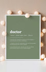 Definition Poster of Doctor on Sage Green background