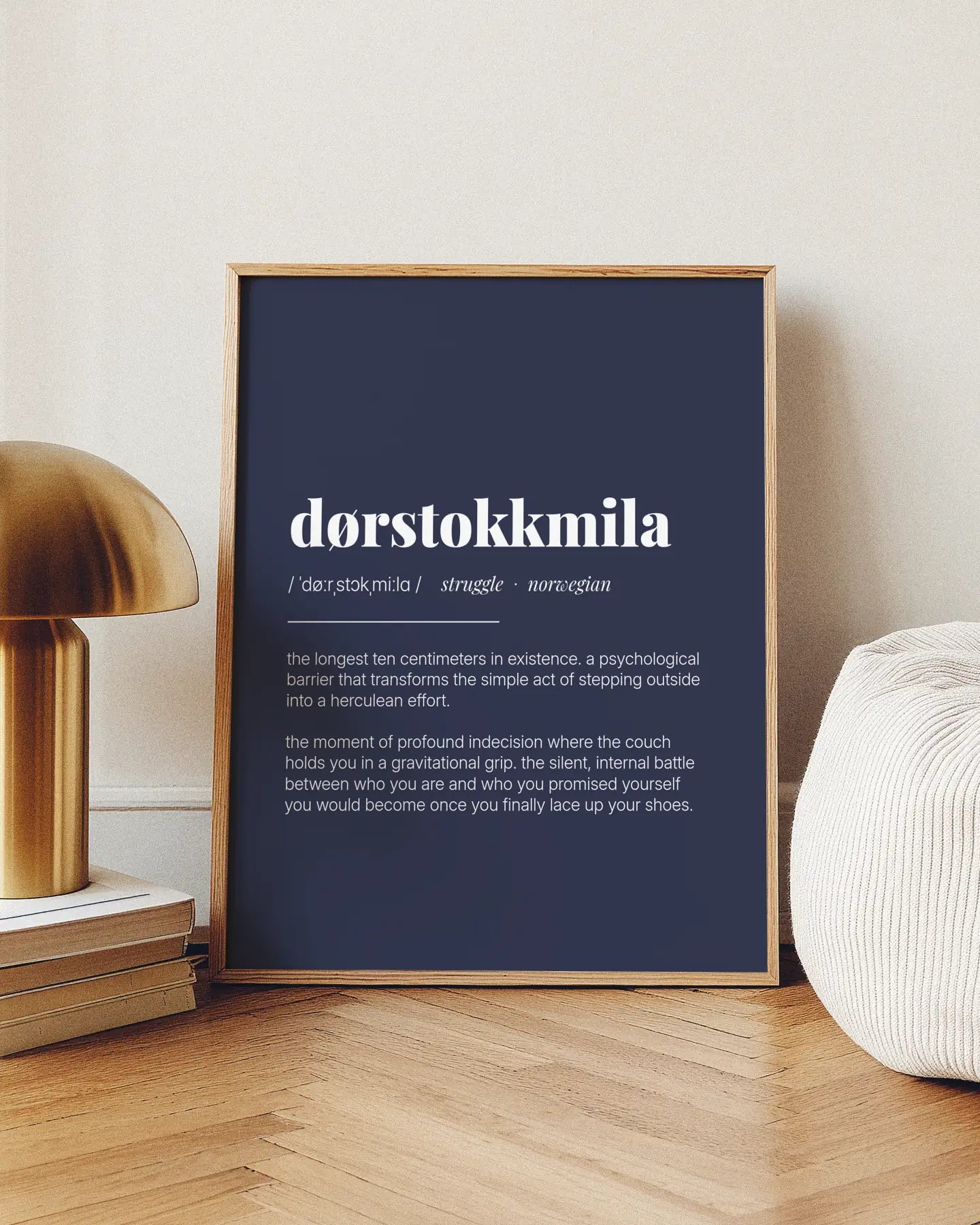 Definition Poster of Dørstokkmila on Deep Navy background