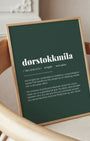 Definition Poster of Dørstokkmila on Emerald background