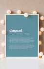 Definition Poster of Dugnad on Sea Glass background