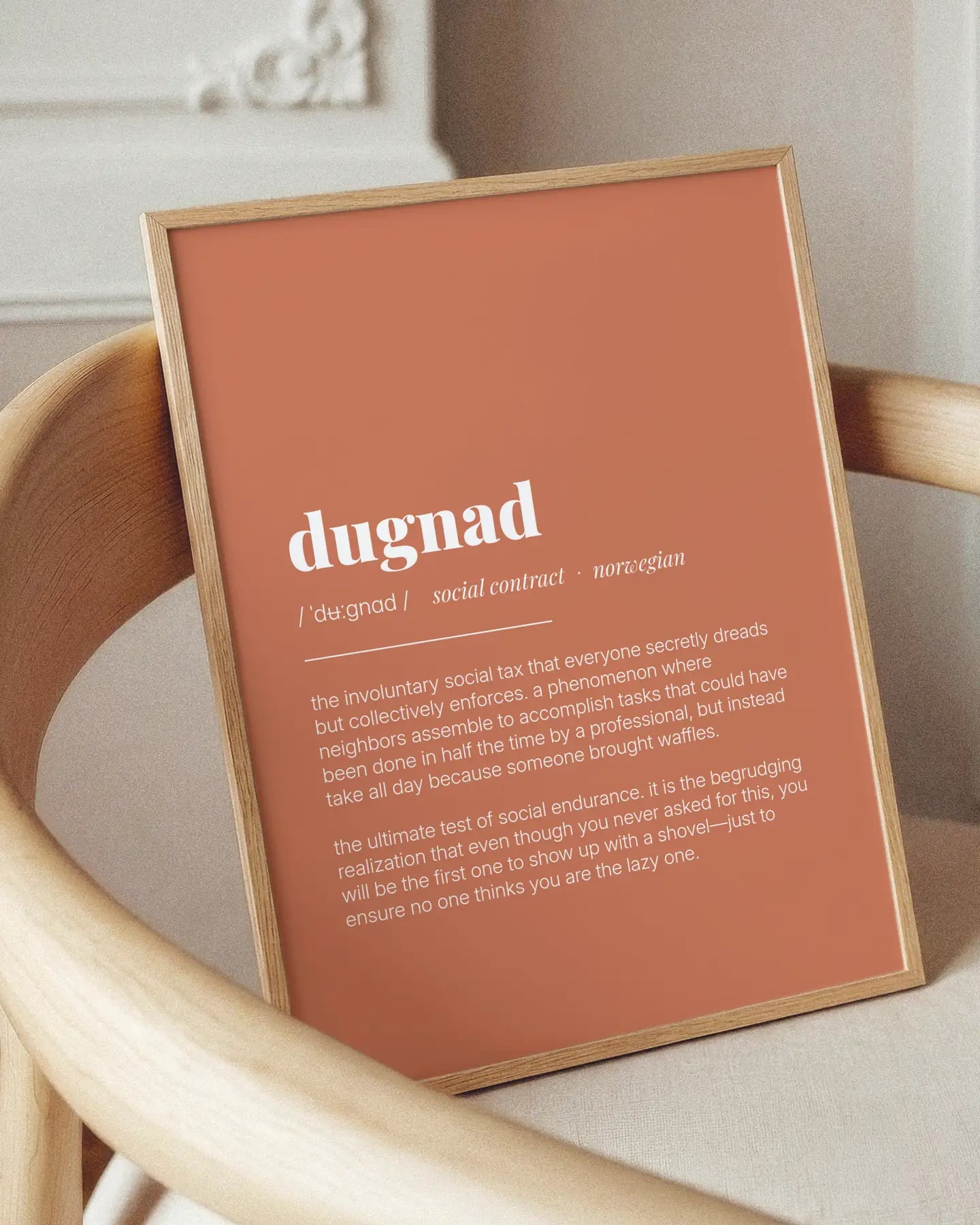 Definition Poster of Dugnad on Terracotta background