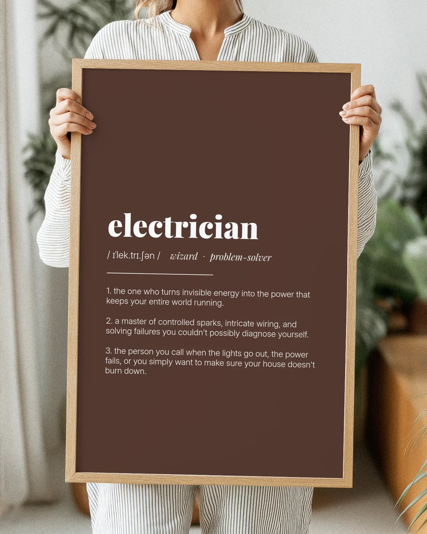 Definition Poster of Electrician on Espresso background