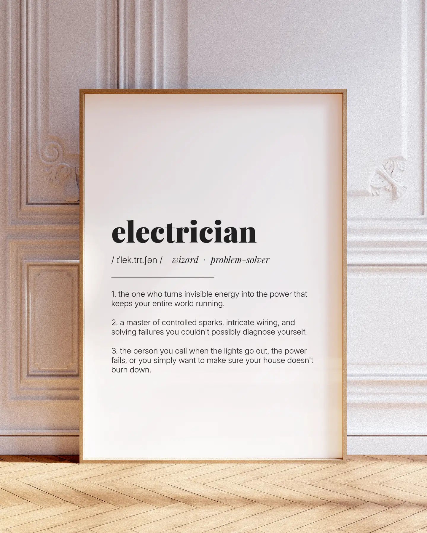 Definition Poster of Electrician on Gallery White background