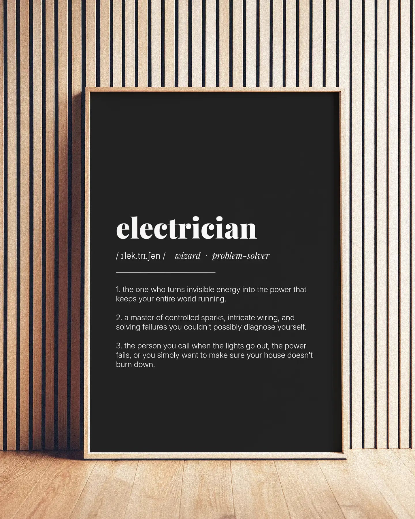 Definition Poster of Electrician on Midnight Ink background