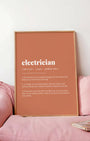 Definition Poster of Electrician on Terracotta background