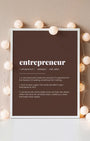 Definition Poster of Entrepreneur on Espresso background