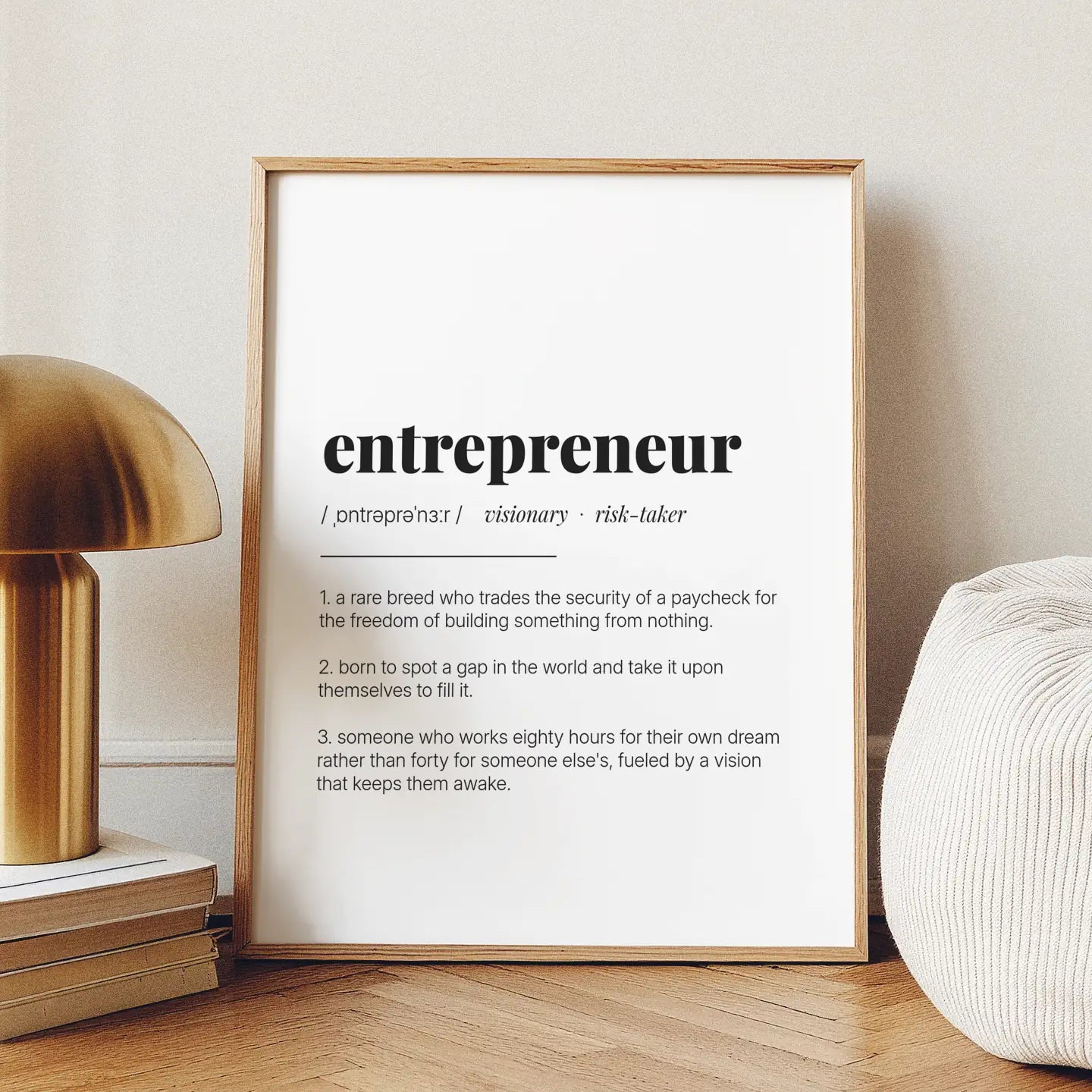 Definition Poster of Entrepreneur on Gallery White background