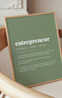 Definition Poster of Entrepreneur on Sage Green background
