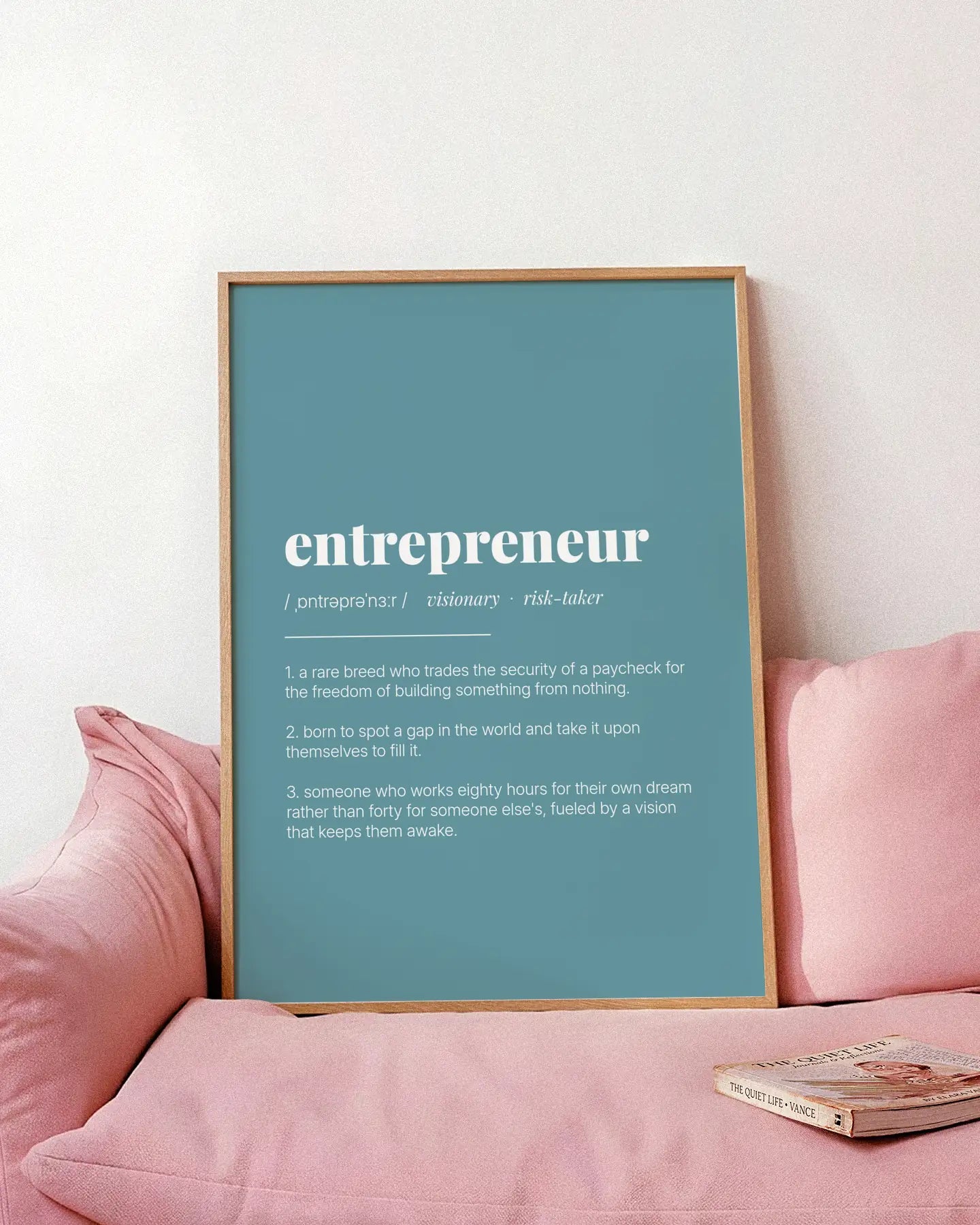 Definition Poster of Entrepreneur on Sea Glass background