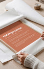Definition Poster of Entrepreneur on Terracotta background
