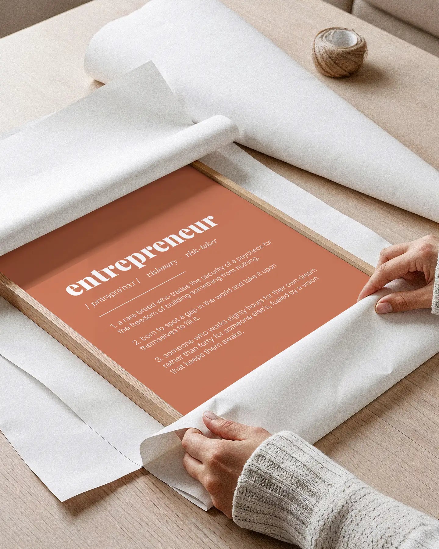 Definition Poster of Entrepreneur on Terracotta background