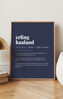 Definition Poster of Erling<br />Haaland on Deep Navy background