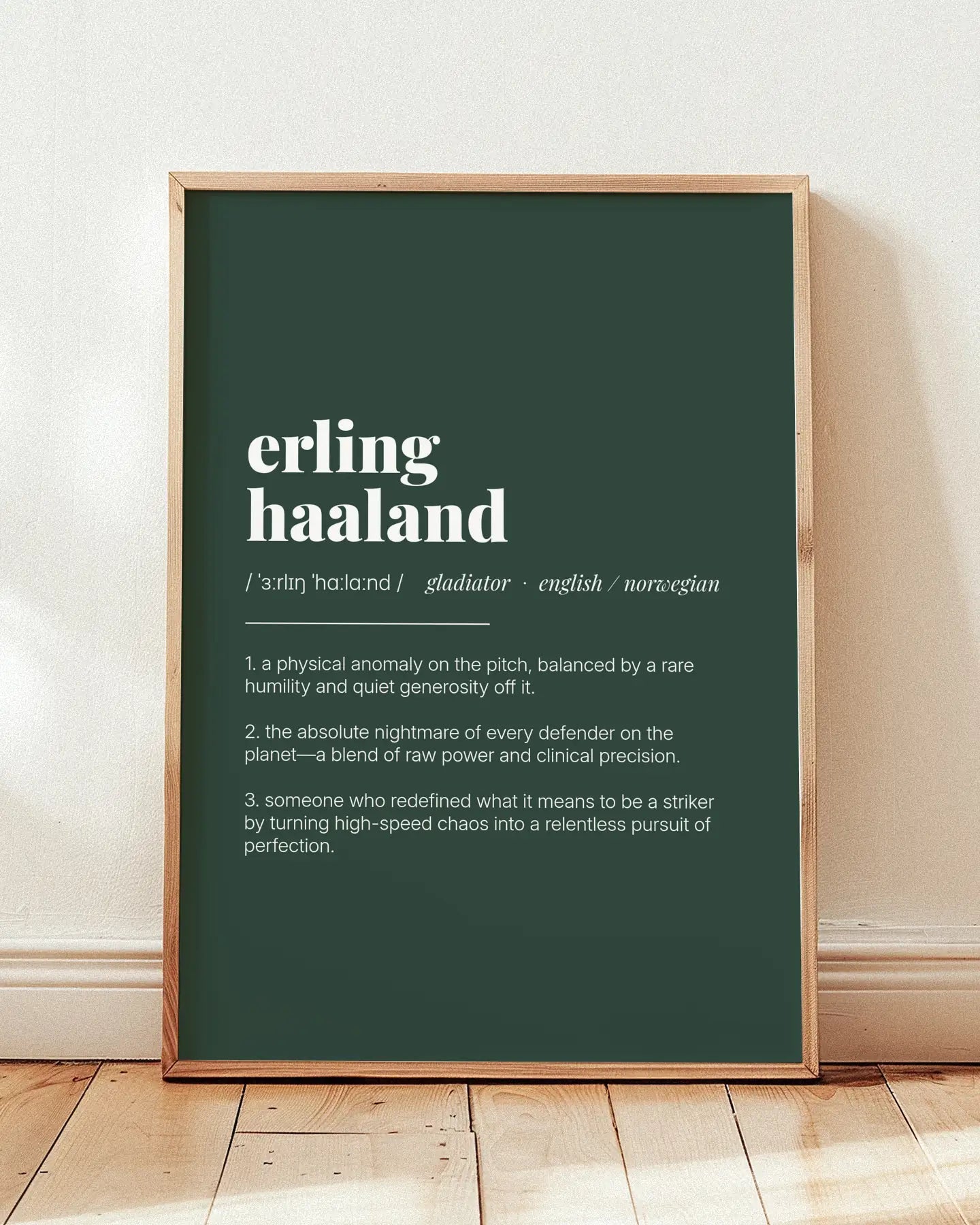 Definition Poster of Erling<br />Haaland on Emerald background
