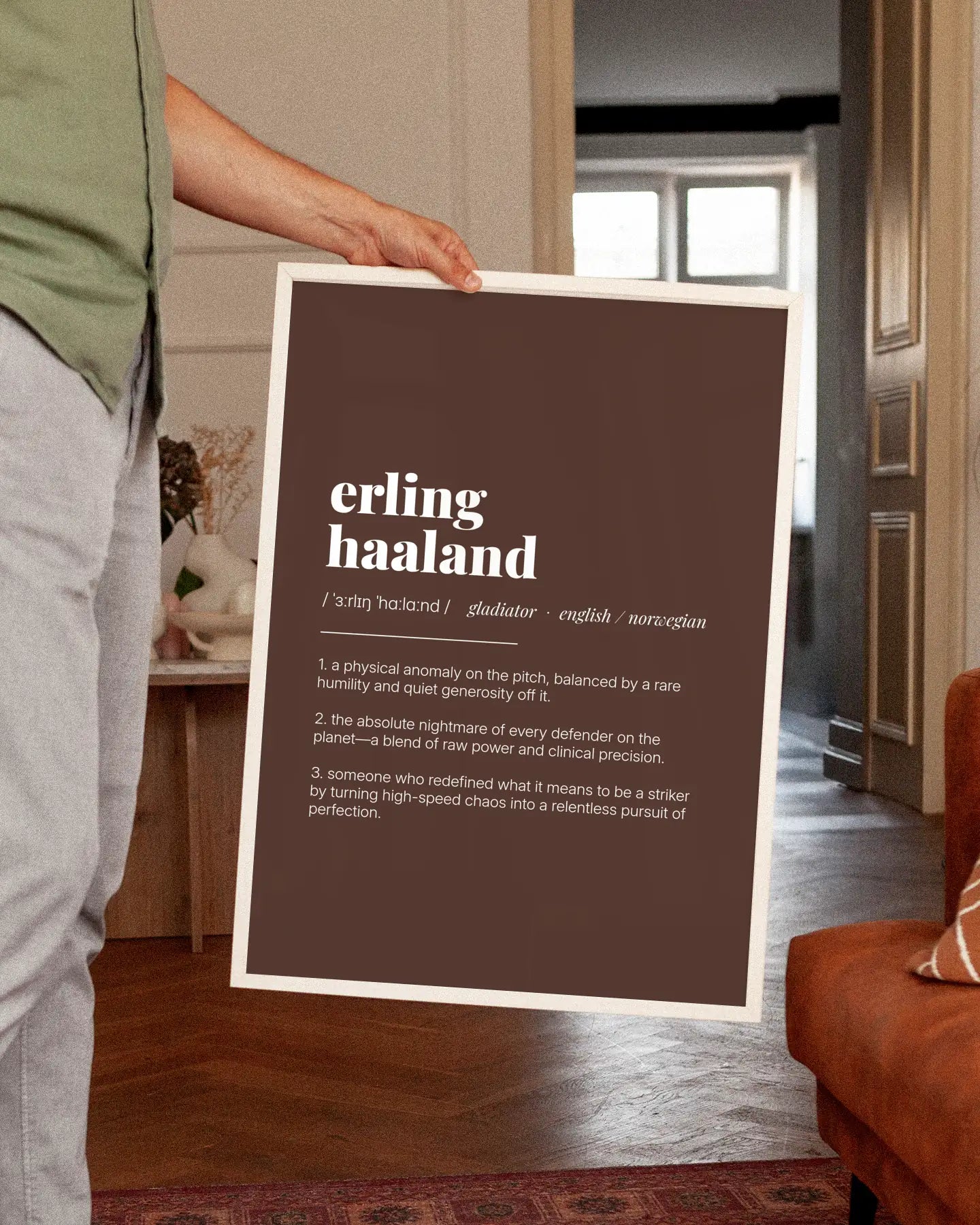 Definition Poster of Erling<br />Haaland on Espresso background
