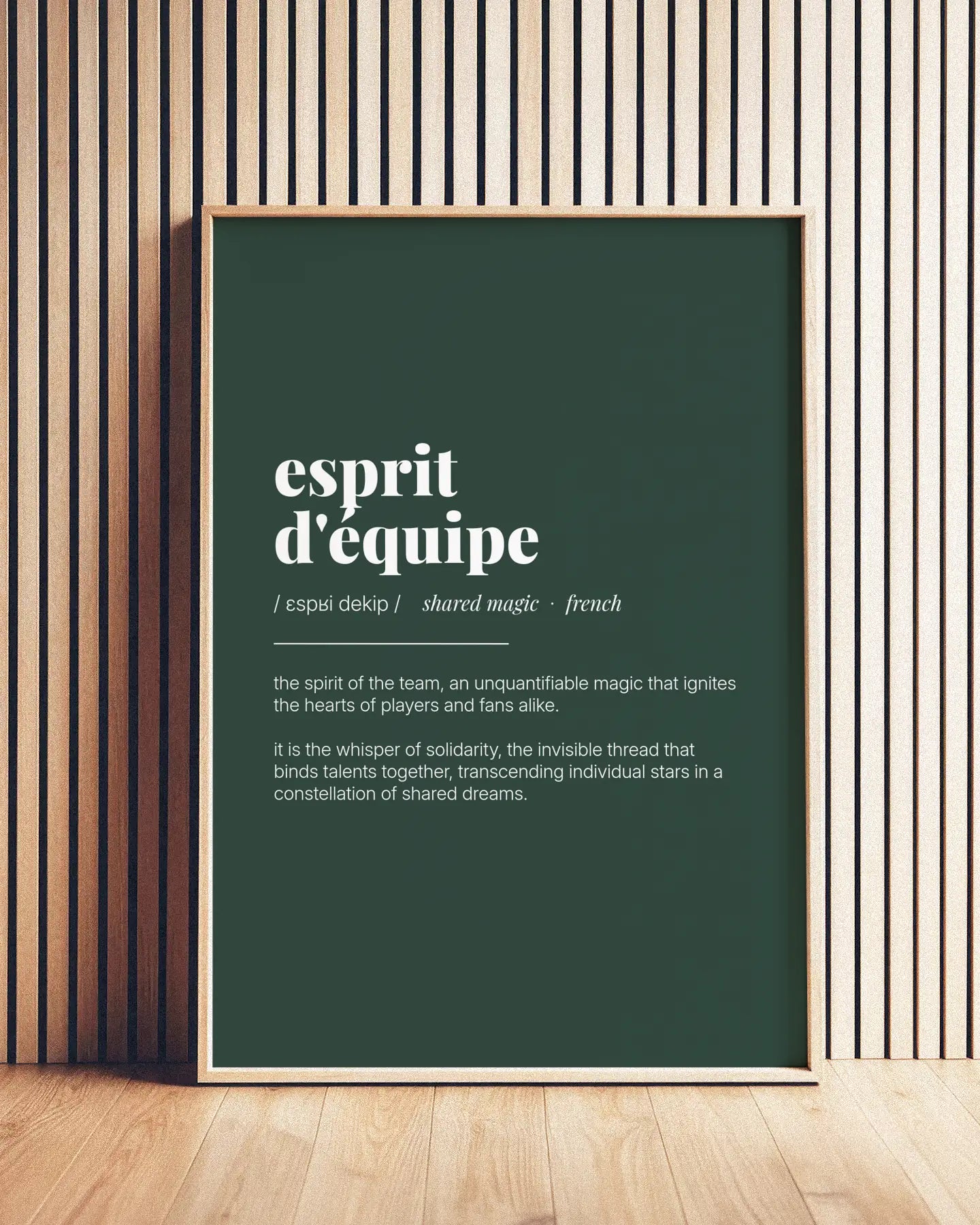Definition Poster of Esprit<br />d'équipe on Emerald background