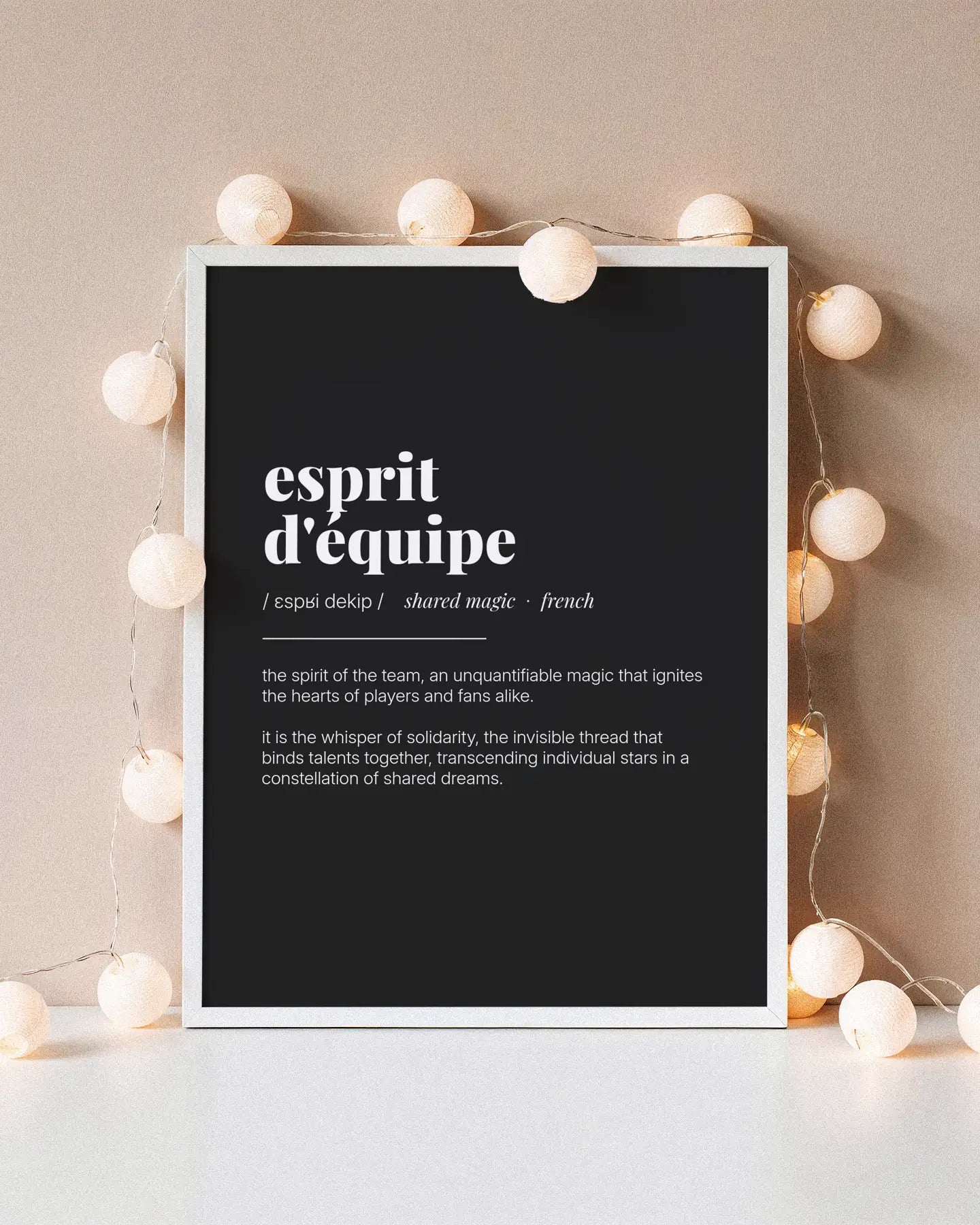 Definition Poster of Esprit<br />d'équipe on Midnight Ink background