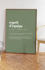 Definition Poster of Esprit<br />d'équipe on Sage Green background