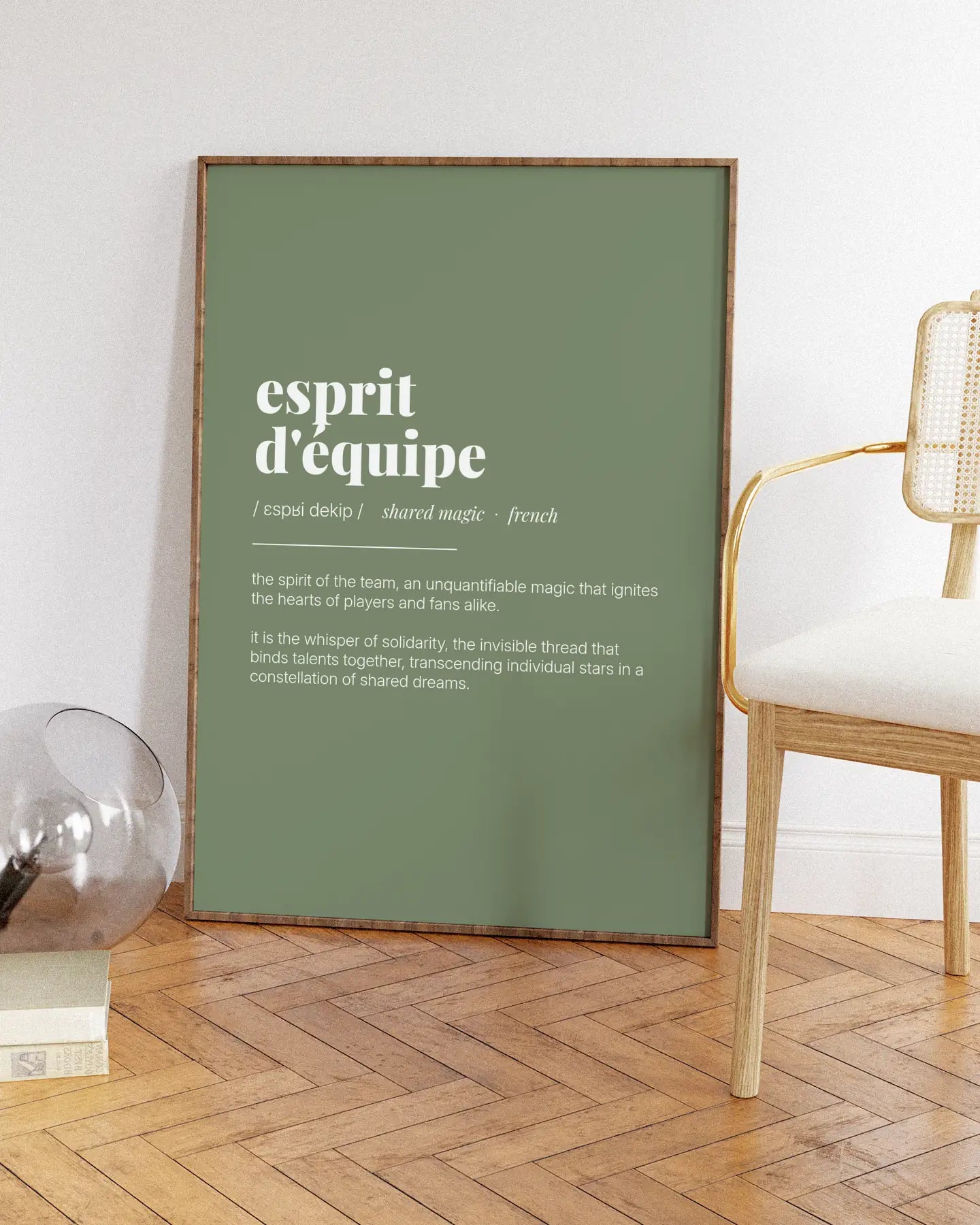 Definition Poster of Esprit<br />d'équipe on Sage Green background
