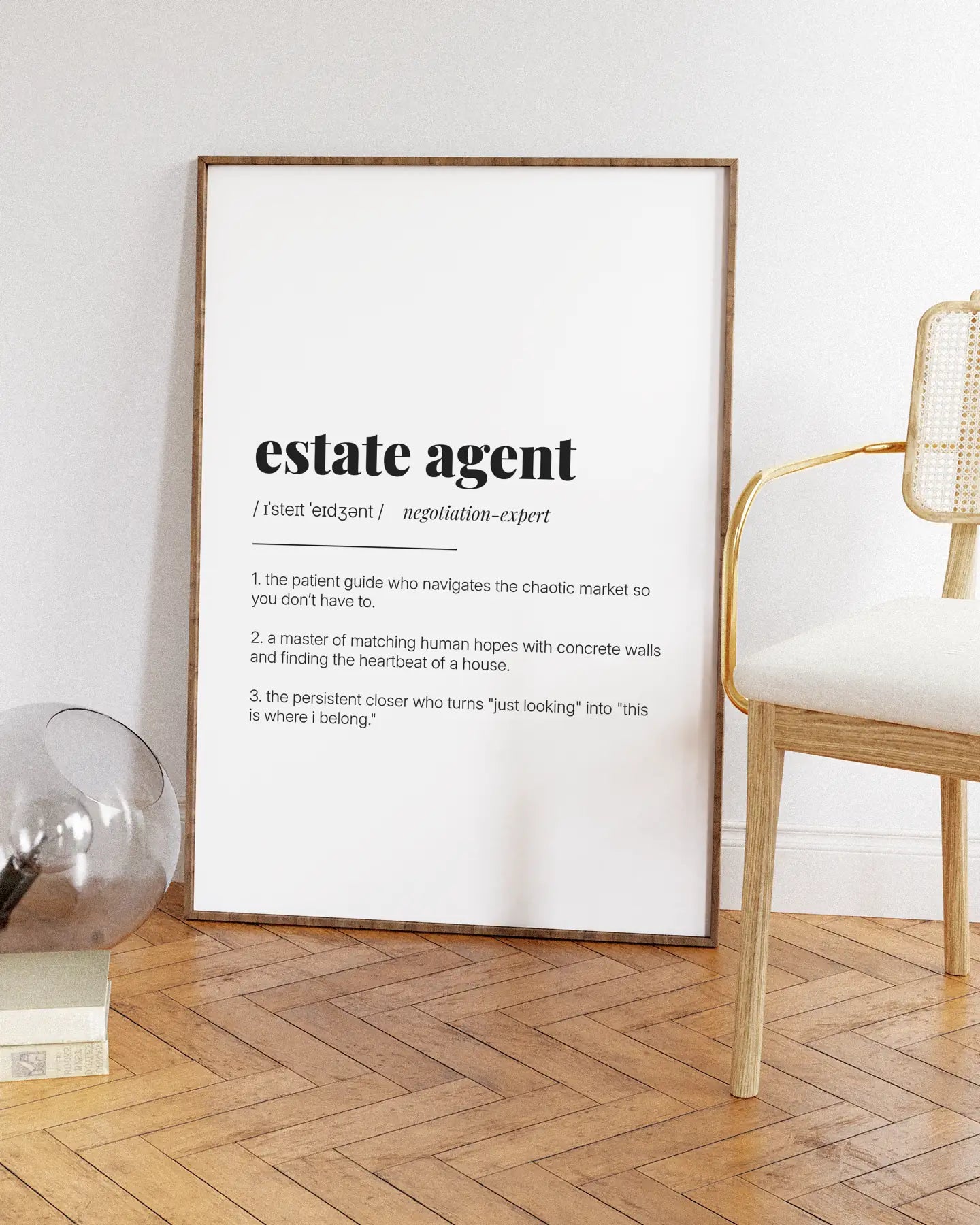 Definition Poster of Estate Agent on Gallery White background