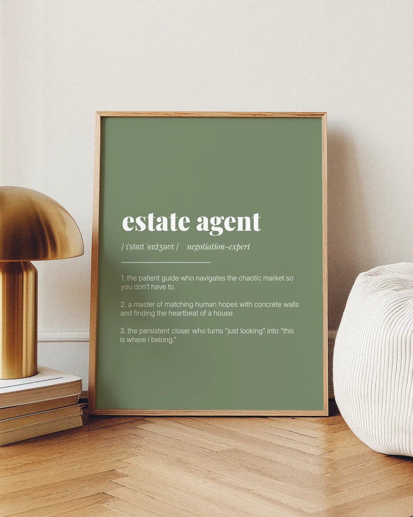 Definition Poster of Estate Agent on Sage Green background