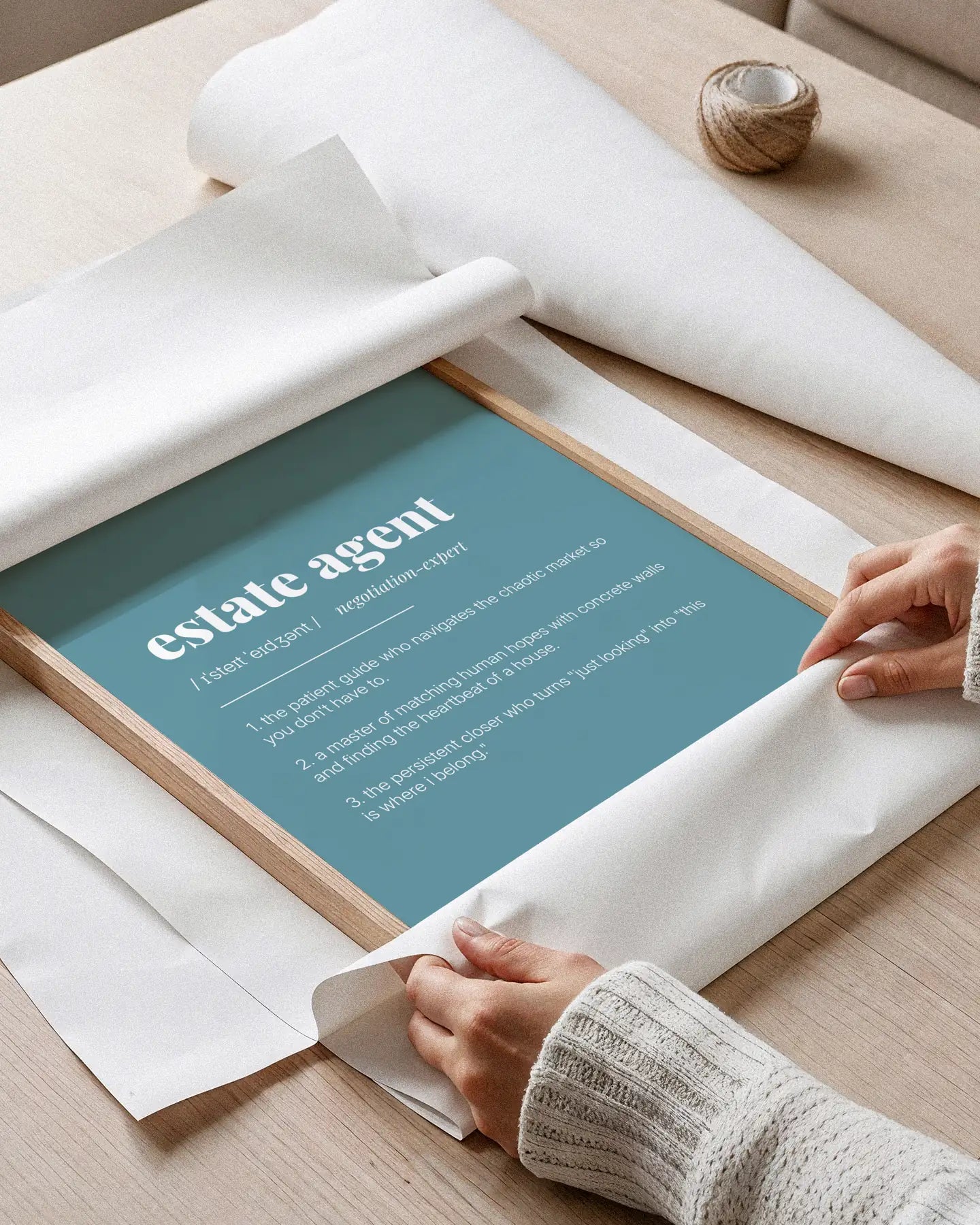 Definition Poster of Estate Agent on Sea Glass background