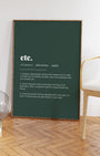 Definition Poster of Etc. on Emerald background
