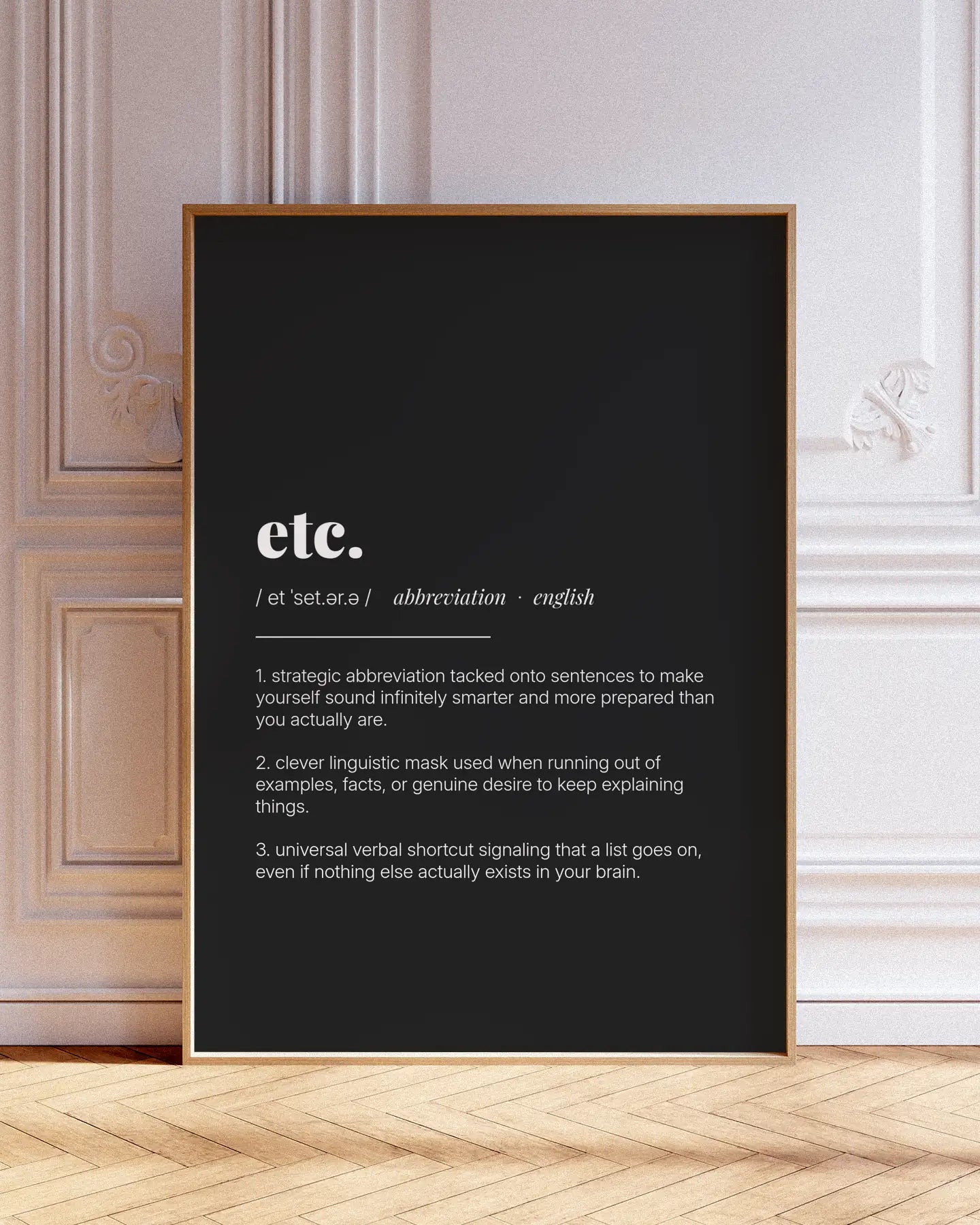Definition Poster of Etc. on Midnight Ink background