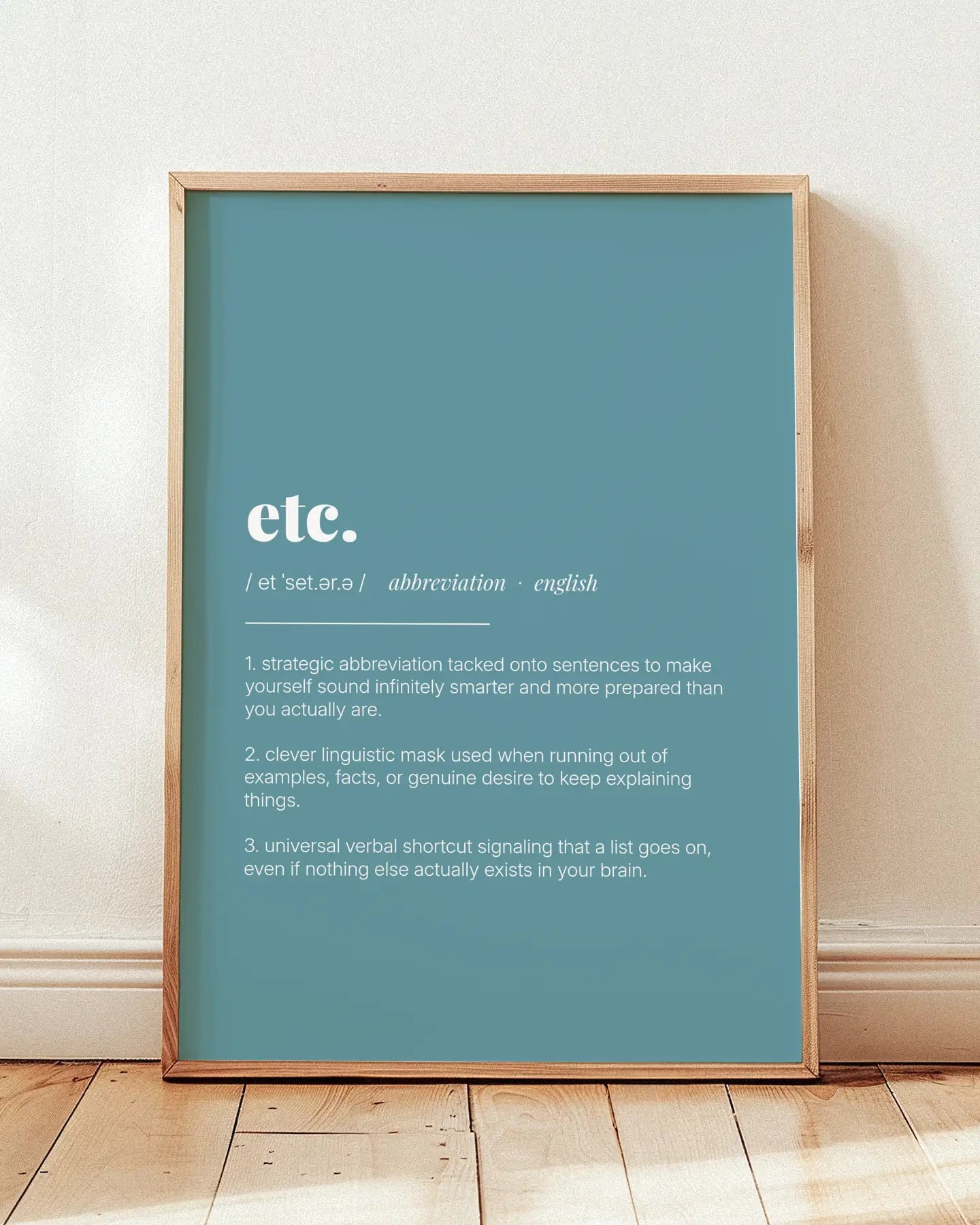 Definition Poster of Etc. on Sea Glass background