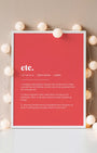 Definition Poster of Etc. on Strawberry background
