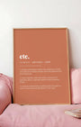 Definition Poster of Etc. on Terracotta background
