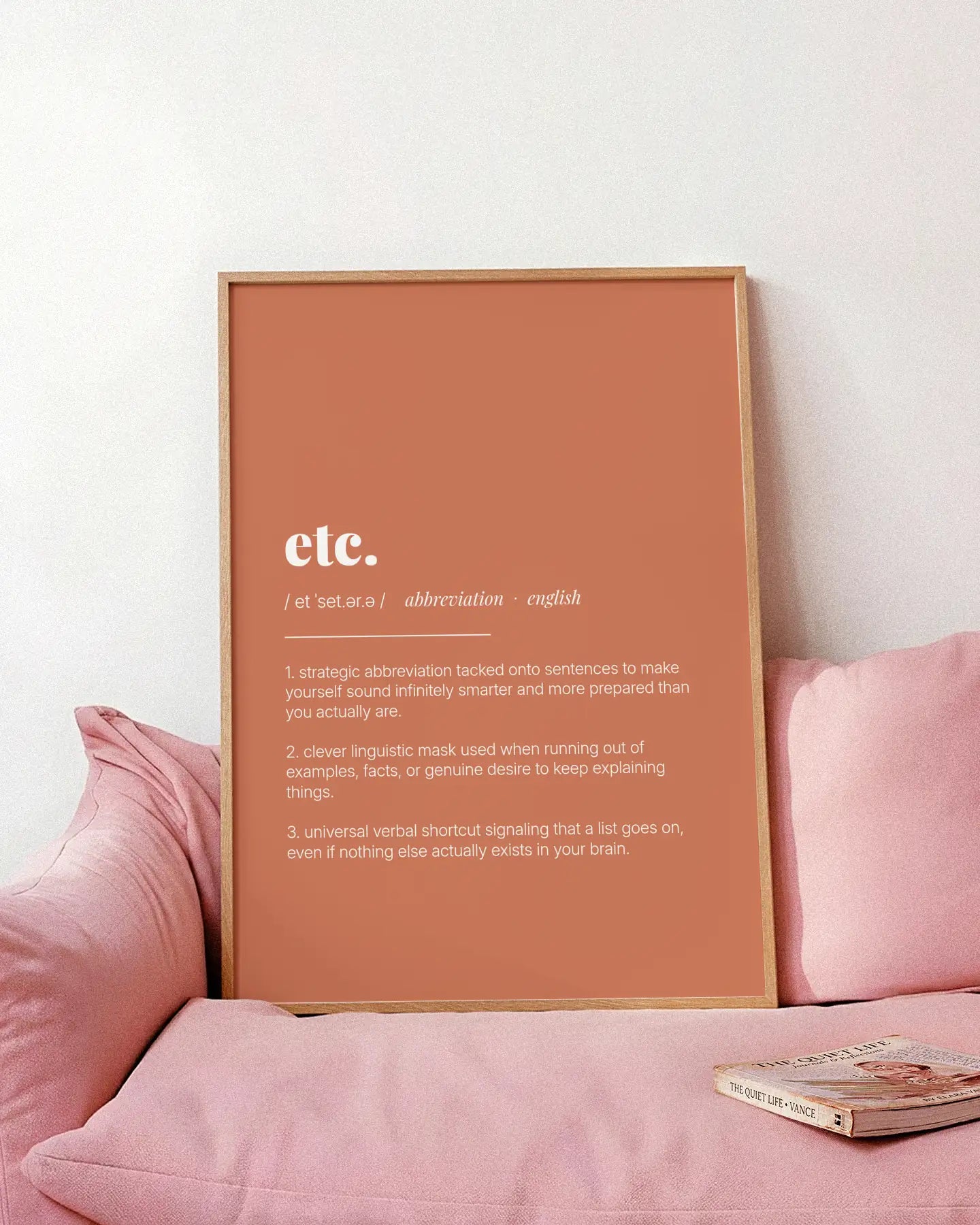 Definition Poster of Etc. on Terracotta background