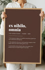 Definition Poster of Ex Nihilo,<br />Omnia on Espresso background