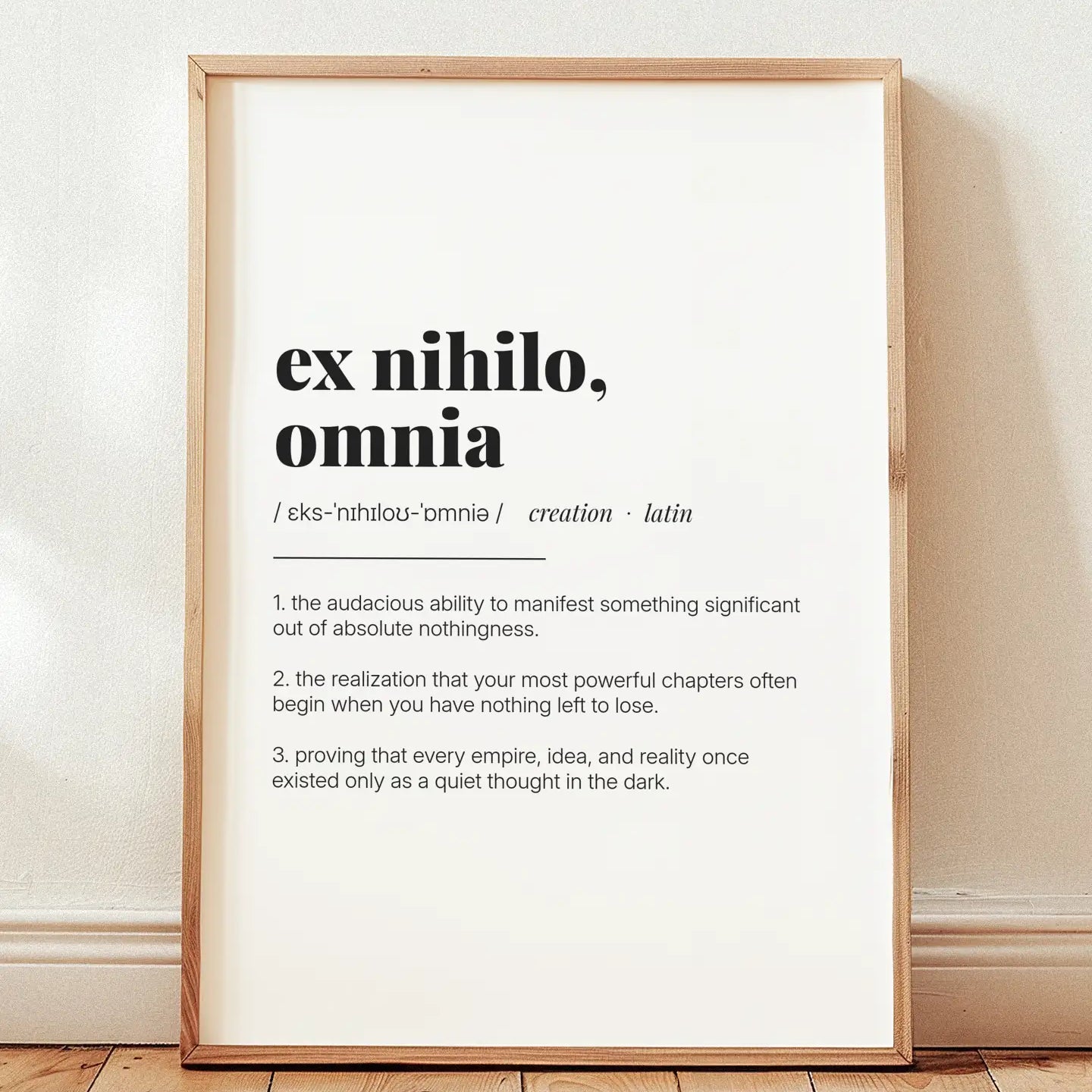 Definition Poster of Ex Nihilo,<br />Omnia on Gallery White background
