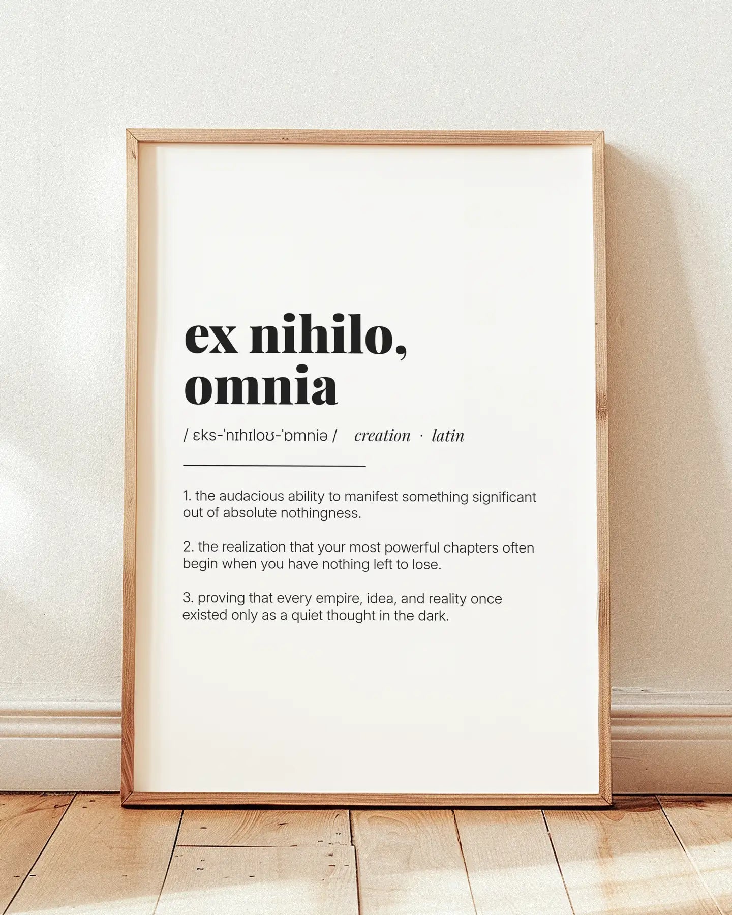 Definition Poster of Ex Nihilo,<br />Omnia on Gallery White background