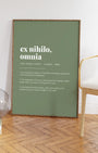 Definition Poster of Ex Nihilo,<br />Omnia on Sage Green background