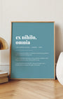 Definition Poster of Ex Nihilo,<br />Omnia on Sea Glass background