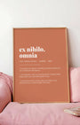 Definition Poster of Ex Nihilo,<br />Omnia on Terracotta background