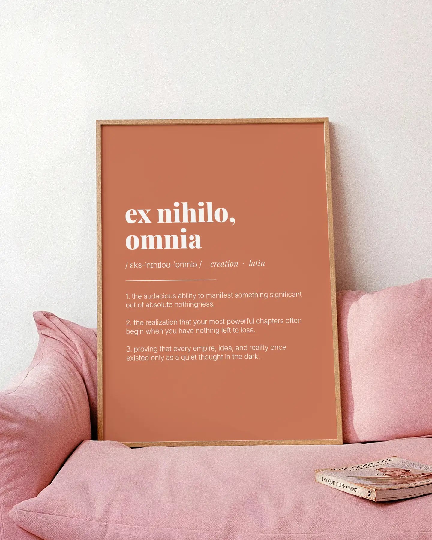 Definition Poster of Ex Nihilo,<br />Omnia on Terracotta background
