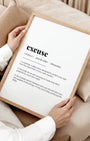 Definition Poster of Excuse on Gallery White background