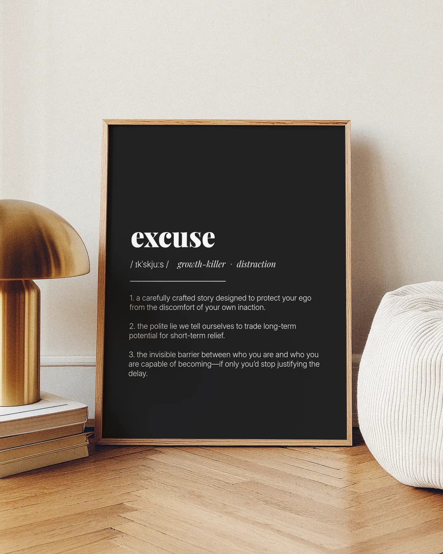 Definition Poster of Excuse on Midnight Ink background