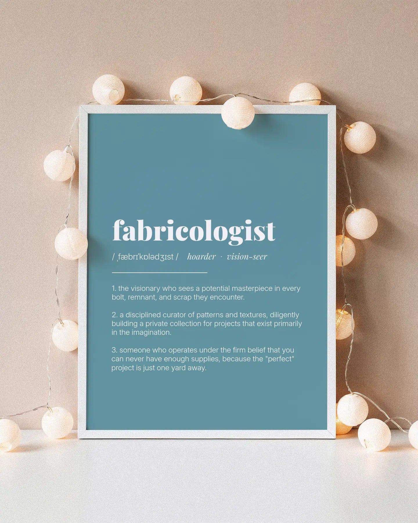 Definition Poster of Fabricologist on Sea Glass background