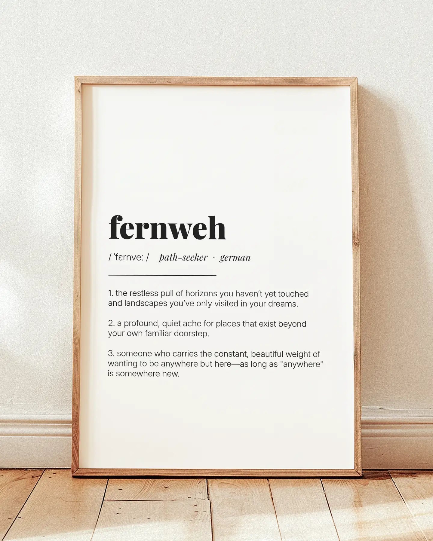 Definition Poster of Fernweh on Gallery White background