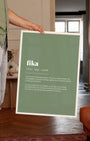 Definition Poster of Fika on Sage Green background