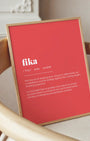 Definition Poster of Fika on Strawberry background