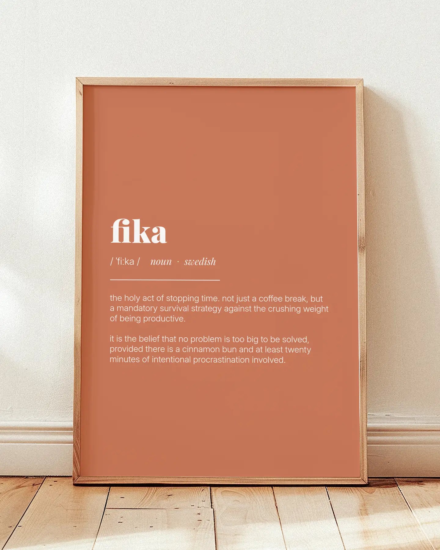 Definition Poster of Fika on Terracotta background