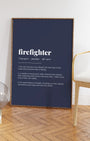 Definition Poster of Firefighter on Deep Navy background